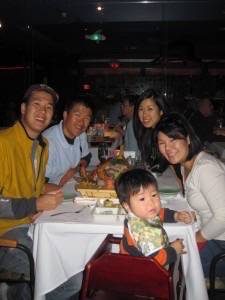 Family eating sushi