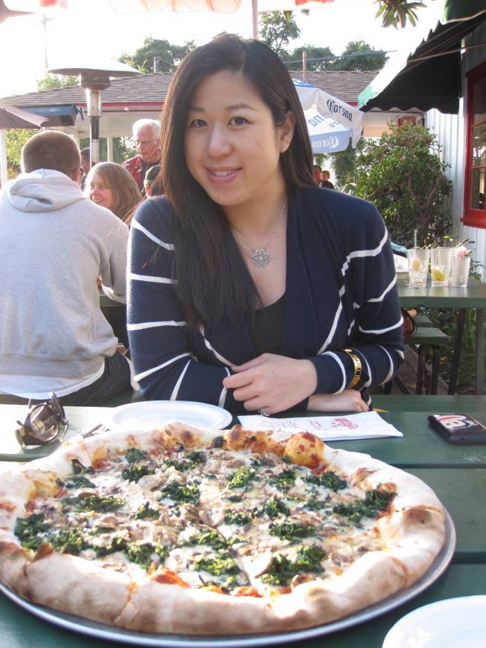 kelly with pizza