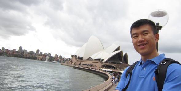 In front of the famous Sydney Opera House.